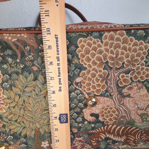 Vintage Expandable Tapestry Bag Overnight Bag  Tote Pegasus Cottagecore Floral - Picture 10 of 16